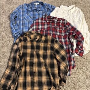 EUC LOT OF 4 women’s juniors medium large aerie SHEIN plaid button down shirts